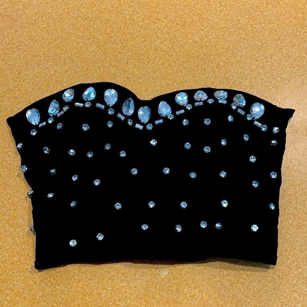 Lipstick strapless bralette black with silver